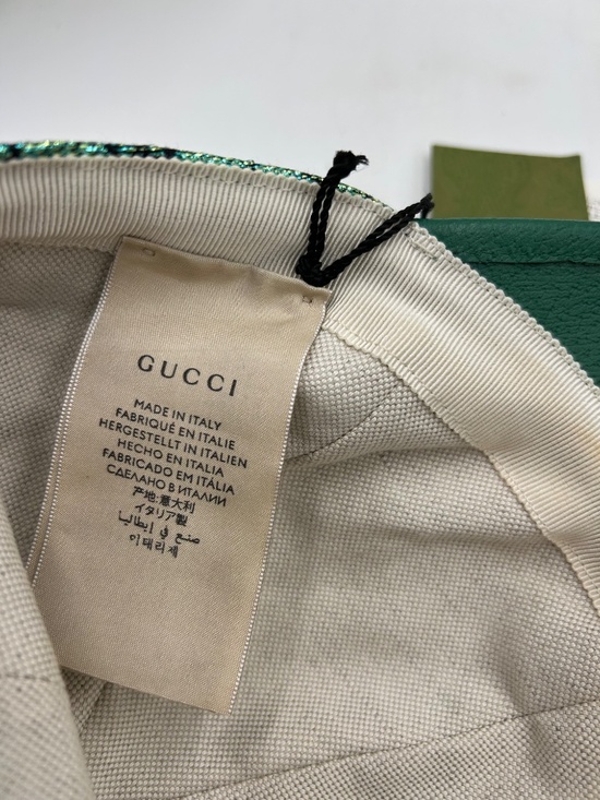 Unisex Gucci monogram Jacquard Baseball Cap in Green. Size Medium. Made in Italy main image 7